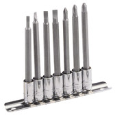 Genius Tools 1/4" Drive Slotted & Philips Long Bit Socket Set 7 Pc BS-207L