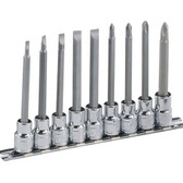 Genius Tools 3/8" Drive Slotted & Philips Long Bit Socket Set 9 Pc BS-309L