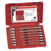 Genius Tools 3/8" Drive Long Triple Square Bit Socket Set 14 Pc BS-314MX