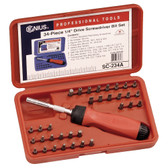 Genius Tools 1/4" Drive Hex Ratcheting Screwdriver Bit Set 34 Pc SC-234A