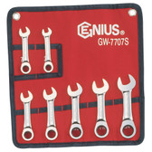 Genius Tools SAE Combination Stubby Ratcheting Wrench 7 Pc Set GW-7707S