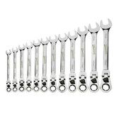 Williams Tools Metric High Polish Flex-Head Reversible Ratcheting Combination Wrenches Set 12-Pcs MWS-12RCF