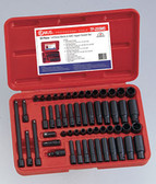 Genius Tools SAE & Metric 1/4" Drive Impact 6 Point Socket 55-Pcs Set TF-255MS