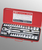 Genius Tools SAE & Metric 3/8" Drive Hand 6 Point Socket 32 Pc Set GS-332MS