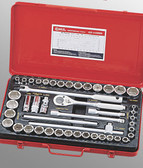 Genius Tools SAE & Metric 1/2" Drive Hand 6 Point Socket 46 Pc Set GS-446MS