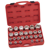 Genius Tools Metric 3/4" Drive Hand 6 Point Socket 27 Pc Set GS-627M