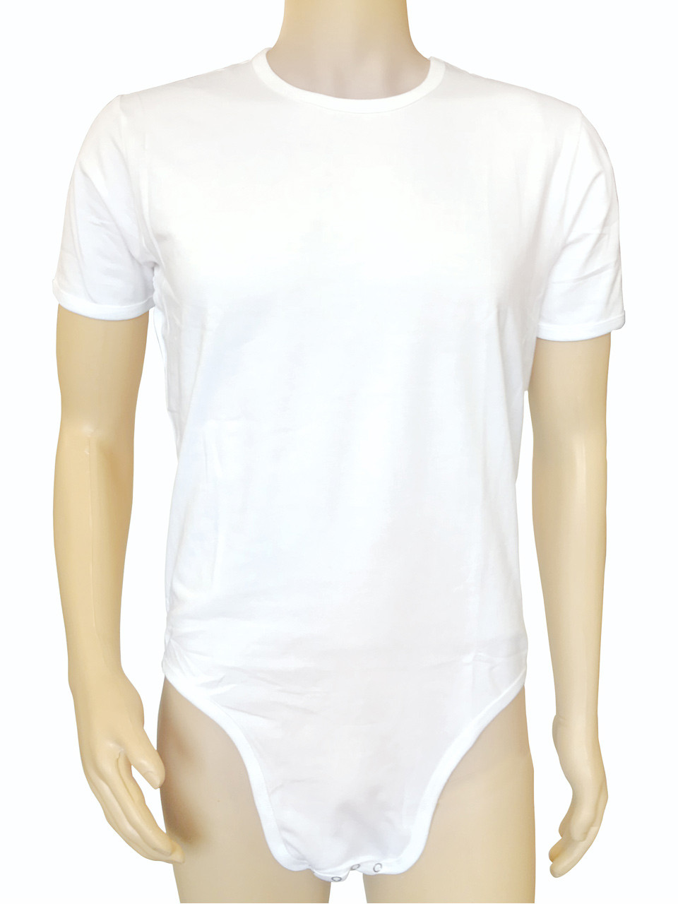 White Cotton Stretch Adult Short Onesie