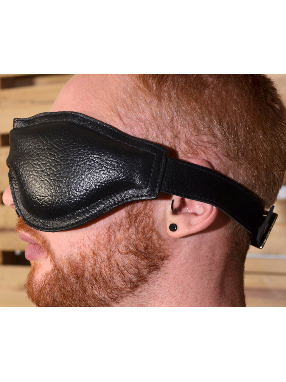 BDSM Leather Blindfolds Backed With Lambskin Leather Bondage 