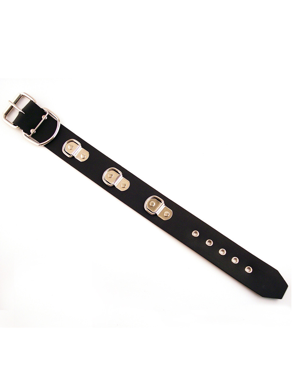 Rouge Black Rubber Bondage Collar with 3 D Rings for BDSM Slave Kink ...