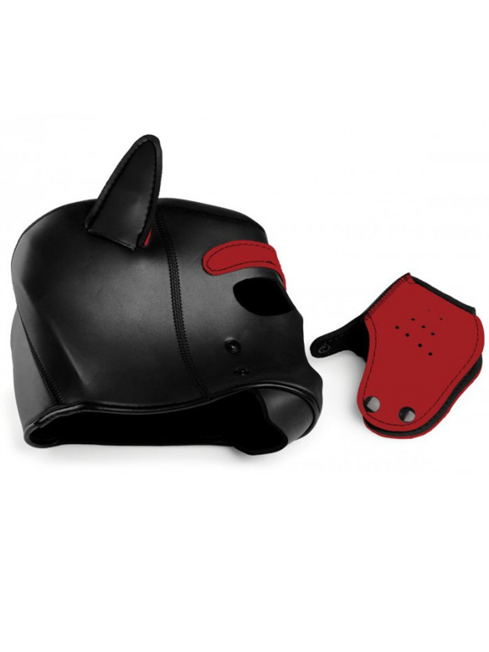 Spike Neoprene Puppy Hood Head Mask ABDL Pup Play - Red