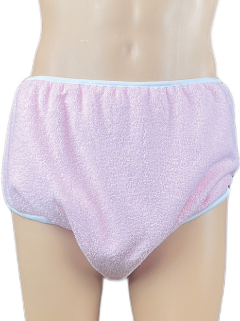 Baby Pink Terry Towelling Adult Brief Double Thickness cloth diaper abdl pant absorbent washable reusable incontinence panties 