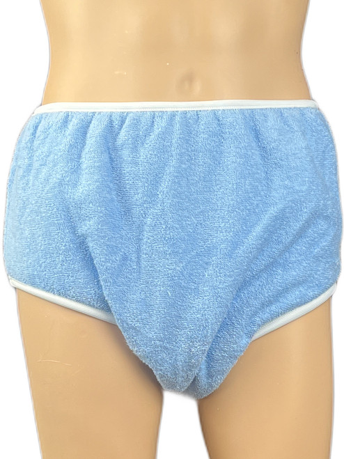 Baby Blue Terry Towelling Adult Brief Single Thickness cloth diaper abdl pant absorbent washable reusable incontinence panties 