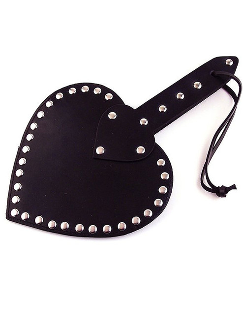 Rouge Wooden Shoe Shaped Spanking Paddle with Black Rubber