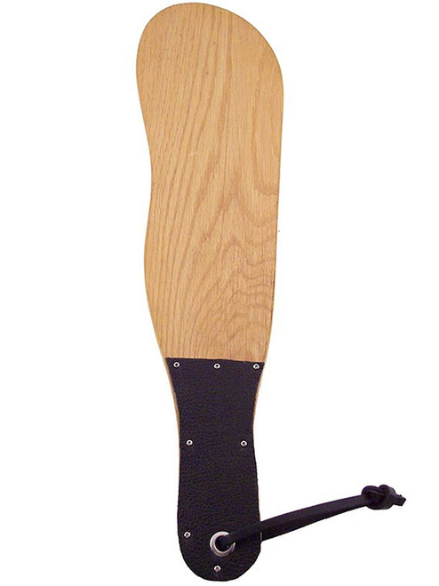 Rouge Wooden Shoe Shaped Spanking Paddle with Black Rubber