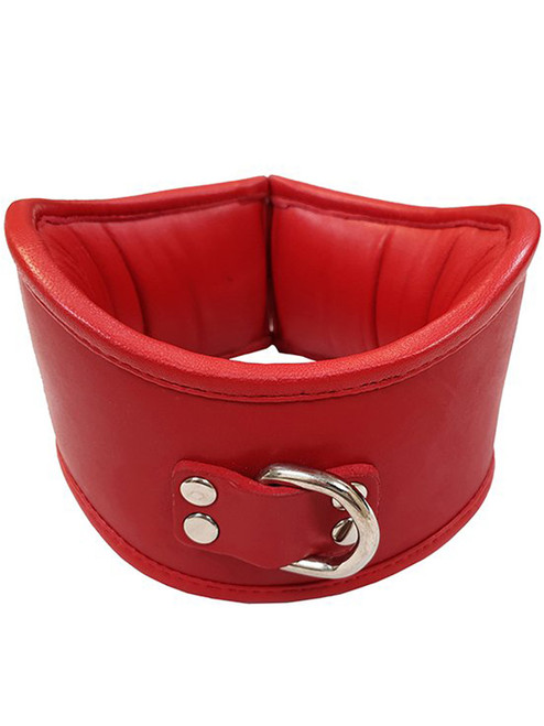 Rouge Leather padded bondage posture neck collar with 1 D ring for bdsm  slave gimp puppy pony play Red or Black