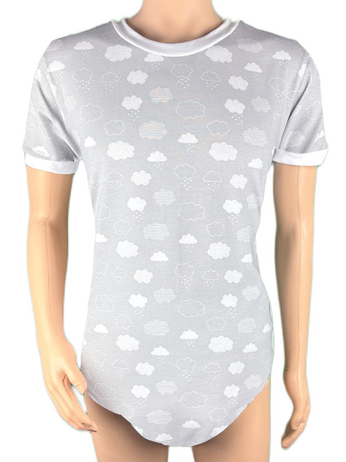 Cuddlz Grey Cloud Stretch Zipped Adult Onesie for ABDL Men or Women Girls or Boys With Locking Lockable zip fastening option 