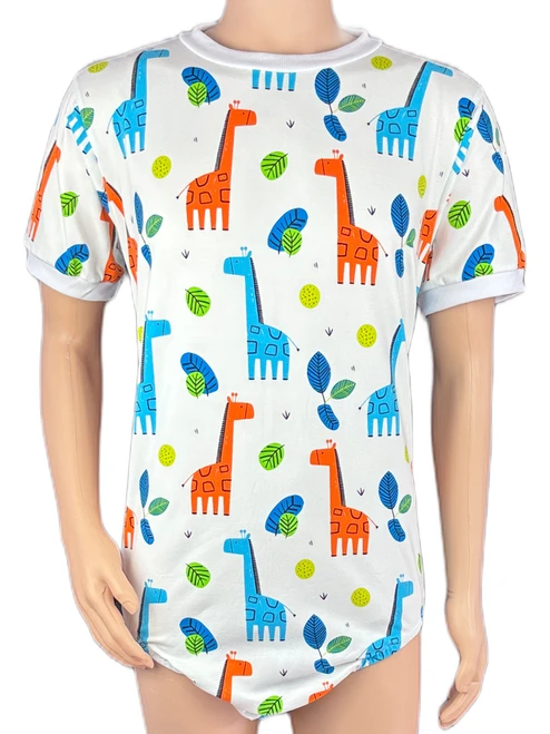 Cuddlz Stretch Giraffe Pattern Zipped Adult Onesie With Locking Zip Option