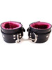 Black and Pink fur Rouge High Quality Leather Fur Lined Wrist Cuffs For Bondage BDSM Furry Restraints ABDL