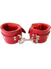 red and red fur Rouge High Quality Leather Fur Lined Wrist Cuffs For Bondage BDSM Furry Restraints ABDL