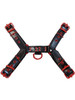 Rouge Leather OT H Style Front Chest Harness for Bondage bdsm slaves gay with Coloured Metal Accessories Black Blue Yellow or Red Studs and D rings and for attachments