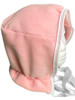 Baby Pink Fleece abdl adult baby bonnet with frills available with matching mittens, booties and onesies