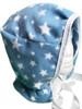 Blue Star Fleece abdl adult baby bonnet with frills available with matching mittens, booties and onesies