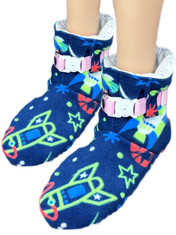 Cuddlz Navy Space Pattern Fleece adult baby padded locking booties fetish matching abdl booties and mittens lockable
