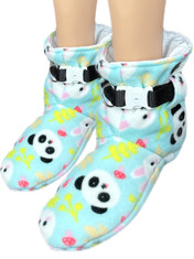 Cuddlz Mint Panda Bunny Pattern Fleece adult baby padded locking booties fetish matching abdl booties and mittens lockable
