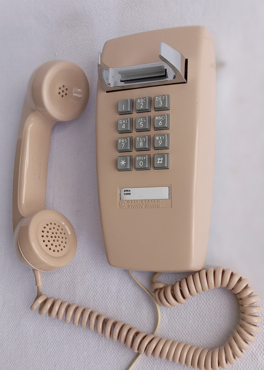 Beige 2554 touch tone wall phone - Old Phone Shop Store