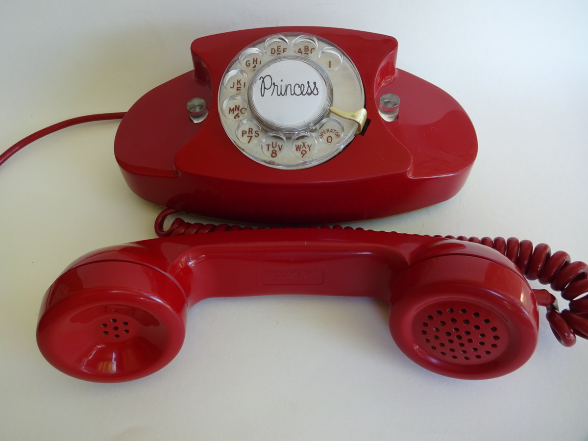 Red princess telephone by Western Electric