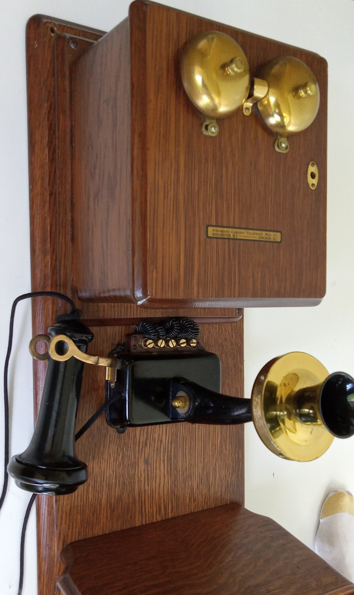 Stromberg Carlson 2 box wooden wall phone oak | Old Phone Shop