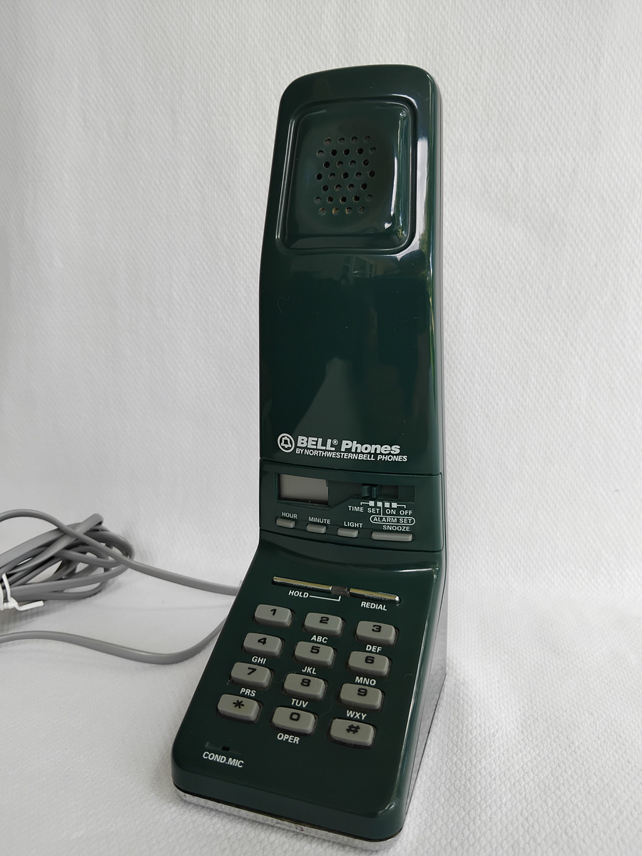 Green Bell Phone with Alarm Northwestern Bell Space age - Old