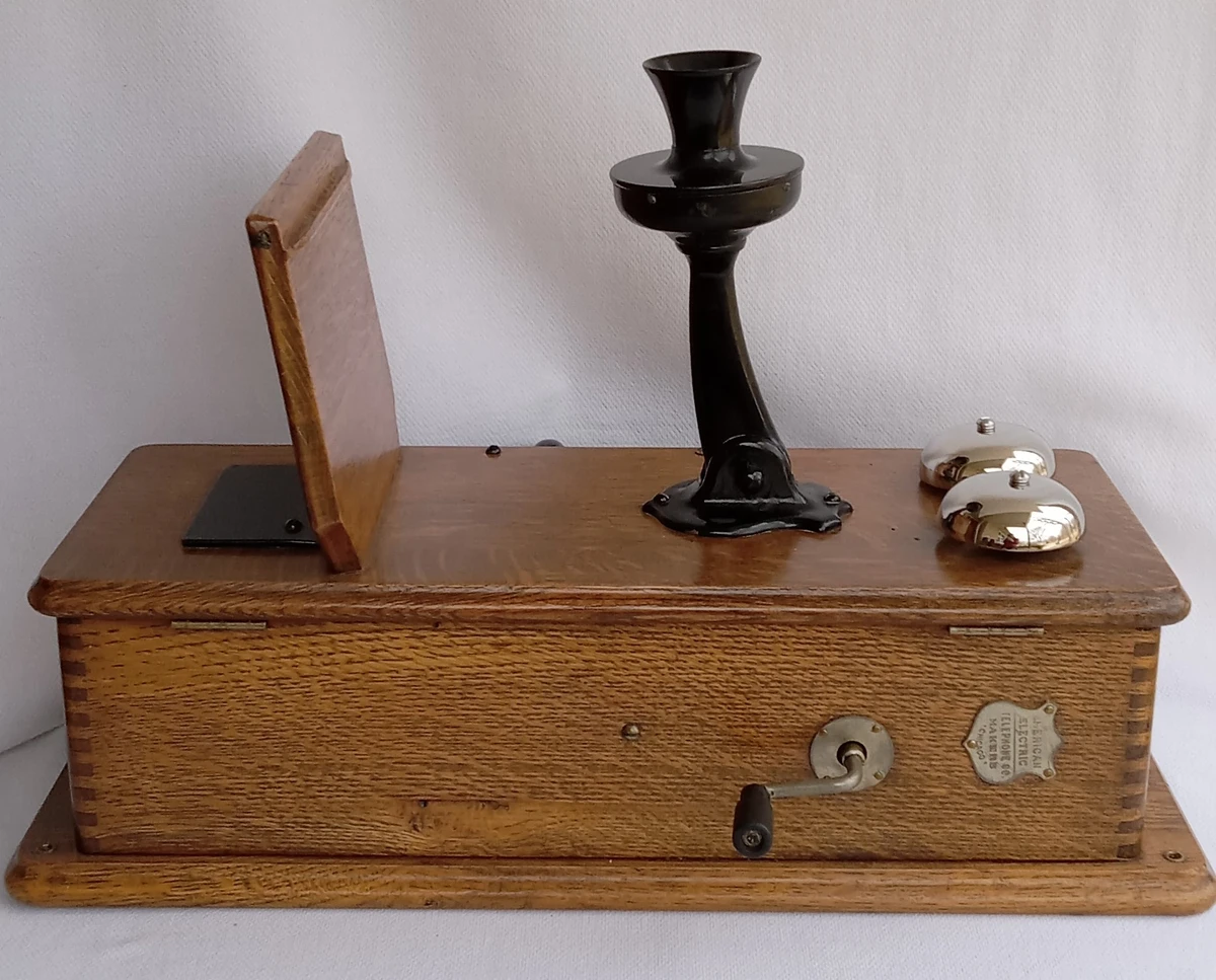 American Electric Wooden Wall phone Working model - Old Phone Shop 