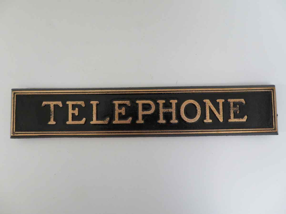 Phone booth sign made of brass for old wooden phone booths with 3