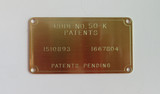 50K code plate  brass engraved payphone