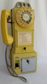Yellow Automatic Electric 3 slot Payphone Working phone Yellow Automatic Electric 3 slot Payphone Working phone