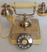 RADIO SHACK GOLD FRENCH STYLE ROTARY DIAL PHONE 43-320A, works