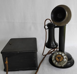 Stairstep candlestick telephone set Mercedes dial 