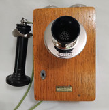 135A Oak party line Wall  phone 1903 Longpole receiver 