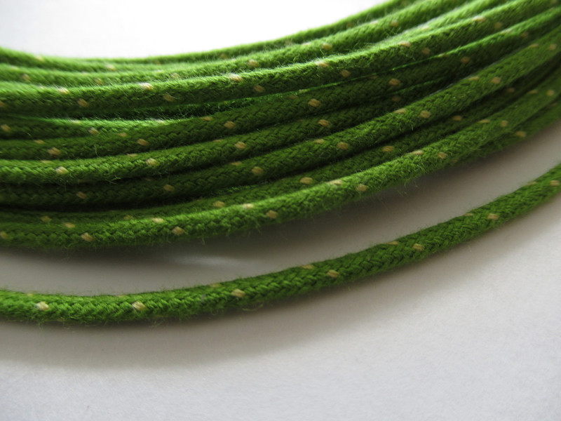 Single conductor cord Western Electric Green with yellow trace Priced  per ft