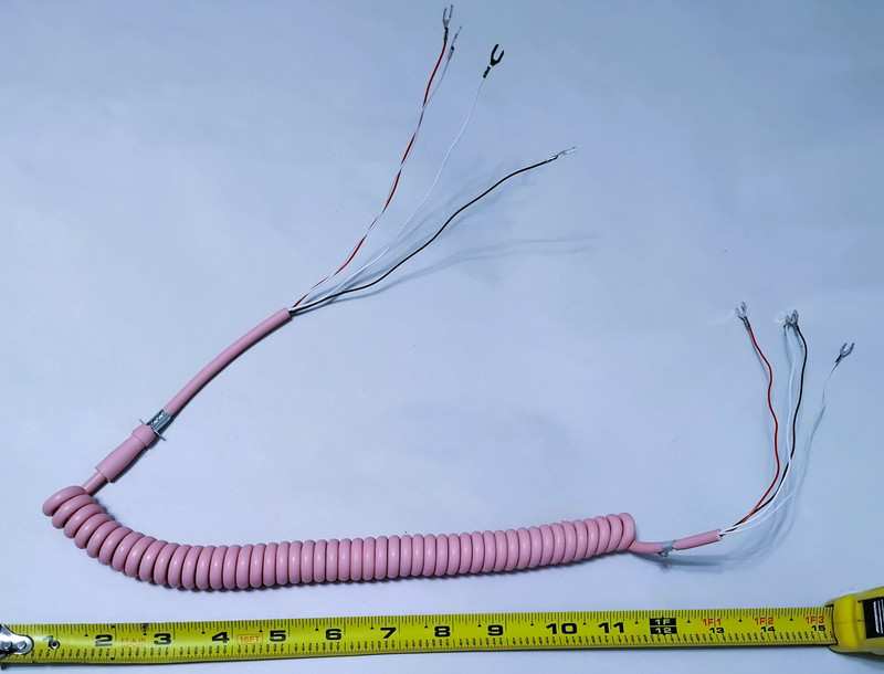 Pink round coil handset cord hard wire 6ft  4 conductor 