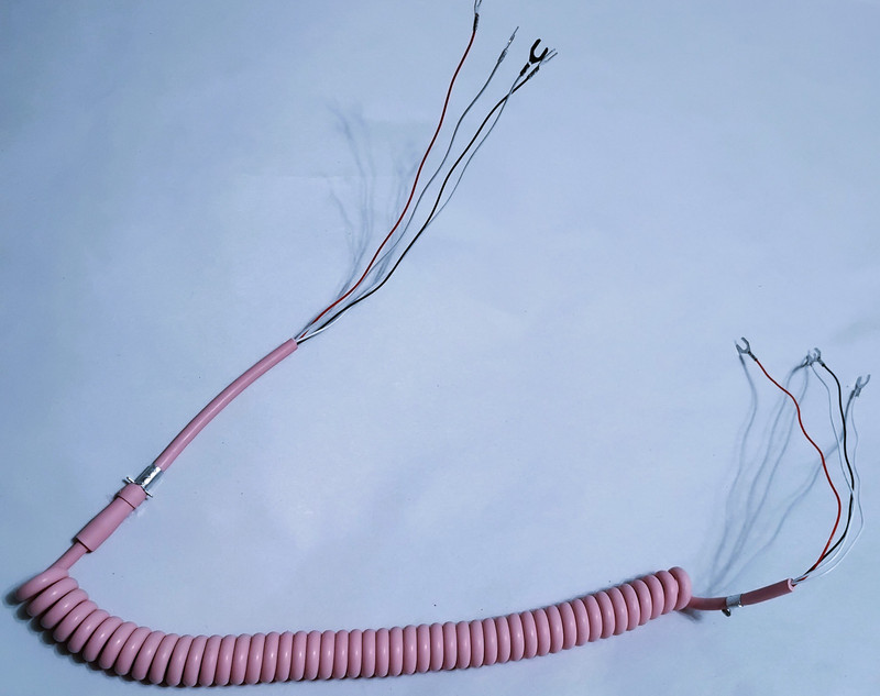 Pink round coil handset cord hard wire 6ft  4 conductor 