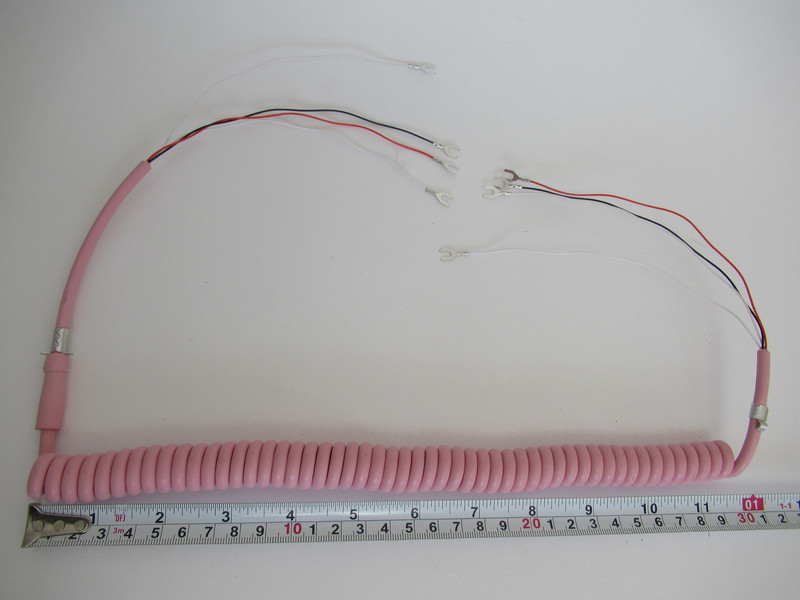   Antique wall phone round coil cord 12ft hard wire pink hardwire 4 conductor 