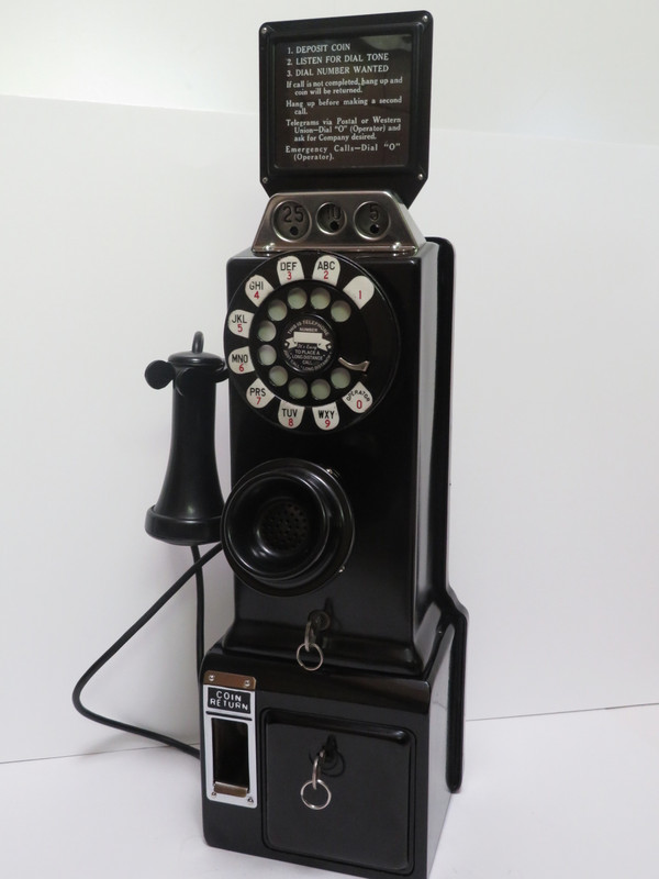    2 Piece, 1940s  3-Slot, 5 Cent, Payphone Works off of Coins