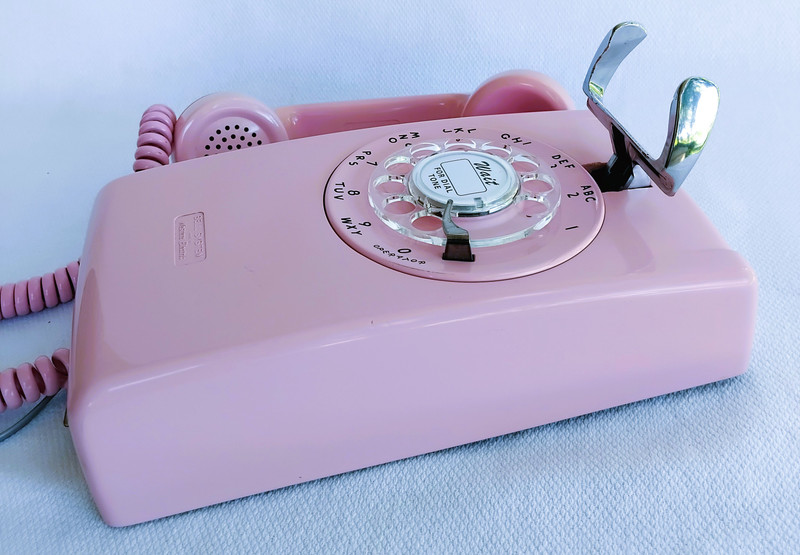 Wall telephone  554 pink  Western Electric Rotary Dial