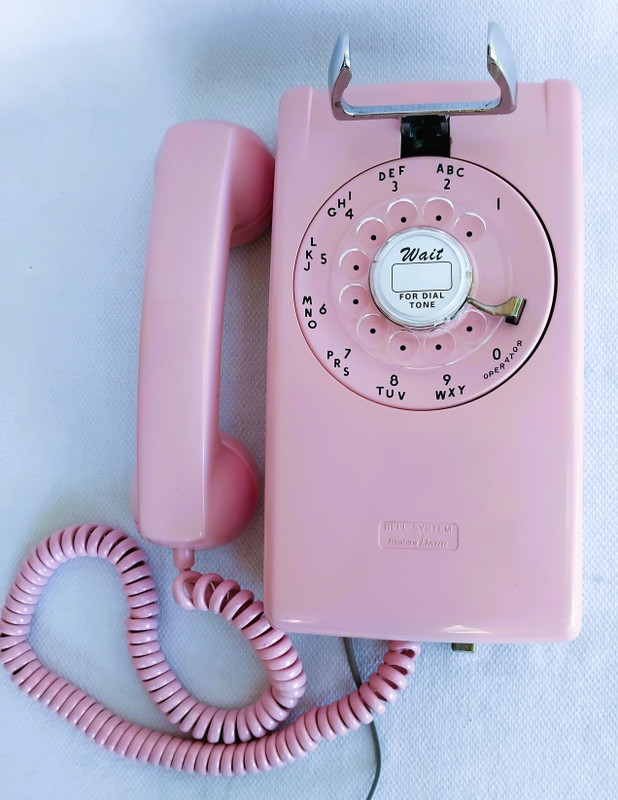 Wall telephone  554 pink  Western Electric Rotary Dial
