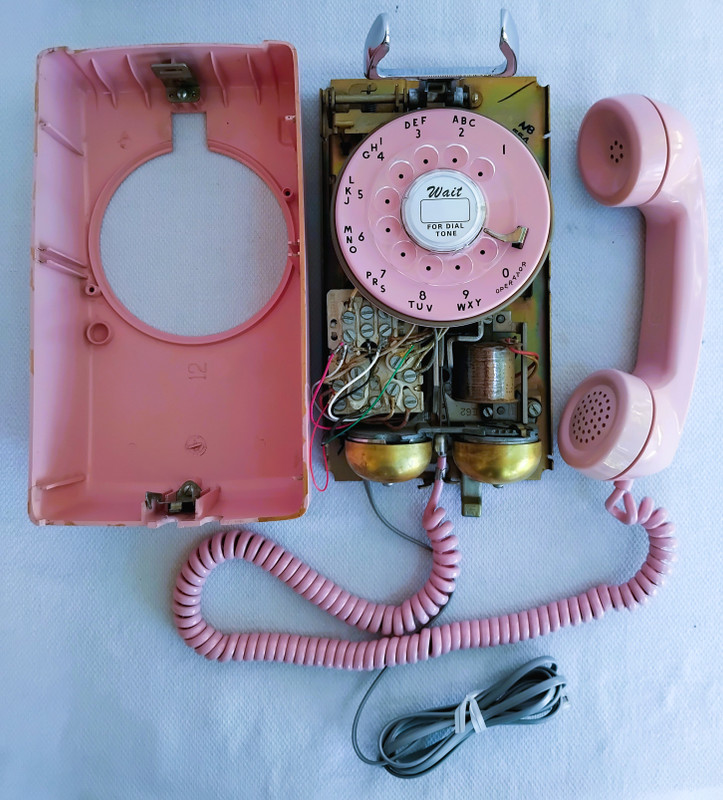 Wall telephone  554 pink  Western Electric Rotary Dial