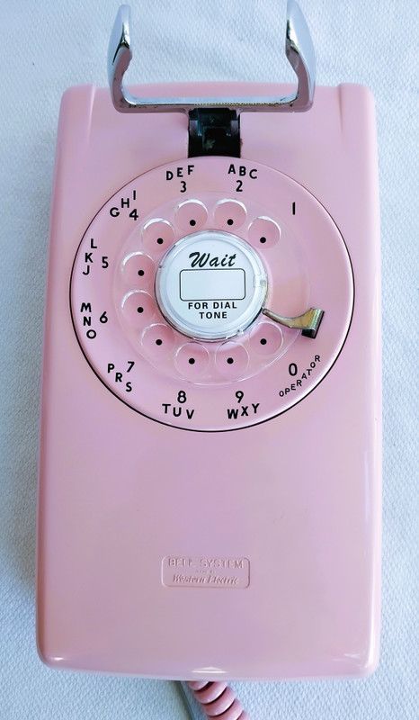 Wall telephone  554 pink  Western Electric Rotary Dial