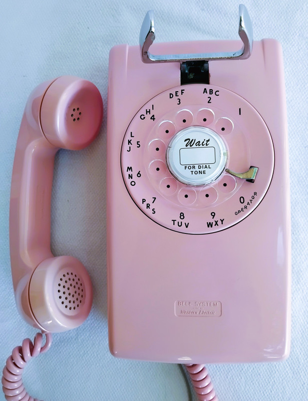 Wall telephone  554 pink  Western Electric Rotary Dial