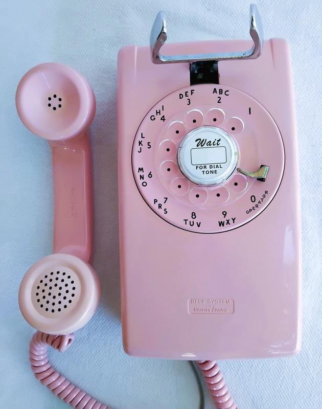Wall telephone  554 pink  Western Electric Rotary Dial